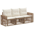 Tuinbankenset 3-delig poly rattan beige crème wit