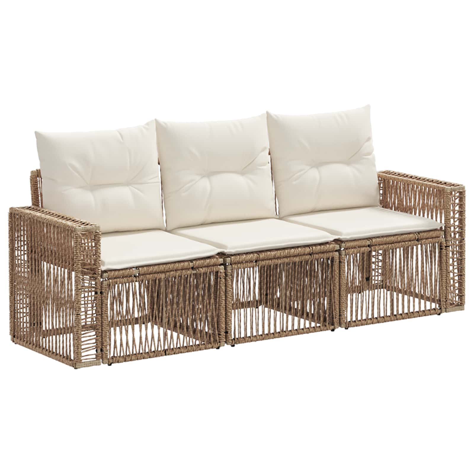Tuinbankenset 3 pcs Beige en Crème Wit poly rattan