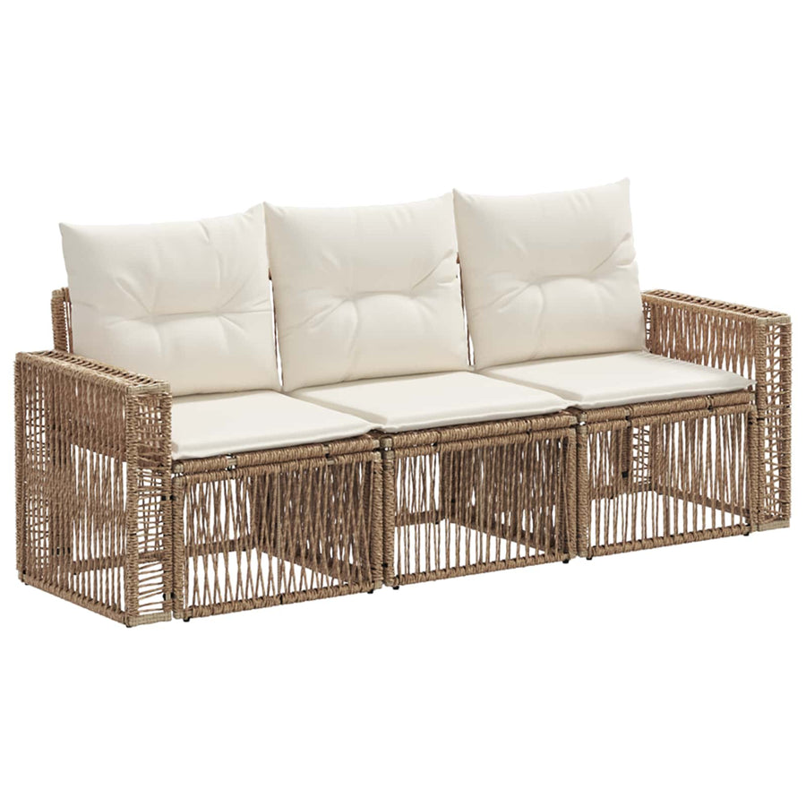 Tuinbankenset 3 pcs Beige en Crème Wit poly rattan