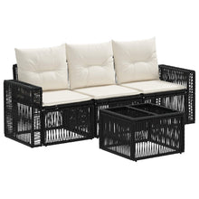 Tuinbankenset 4 pcs Zwart en Cream Wit poly rattan