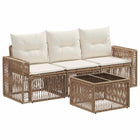Garden bench set 4 pcs Beige and Cream White poly rattan