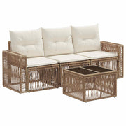 Tuinbankenset poly rattan beige crème wit 4-delig
