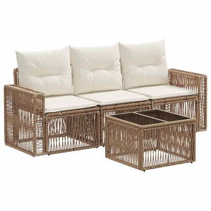 Tuinbankenset 4 pcs Beige en Crème Wit poly rattan
