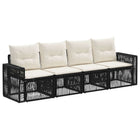 Tuinbankenset poly rattan zwart cream wit 4 personen