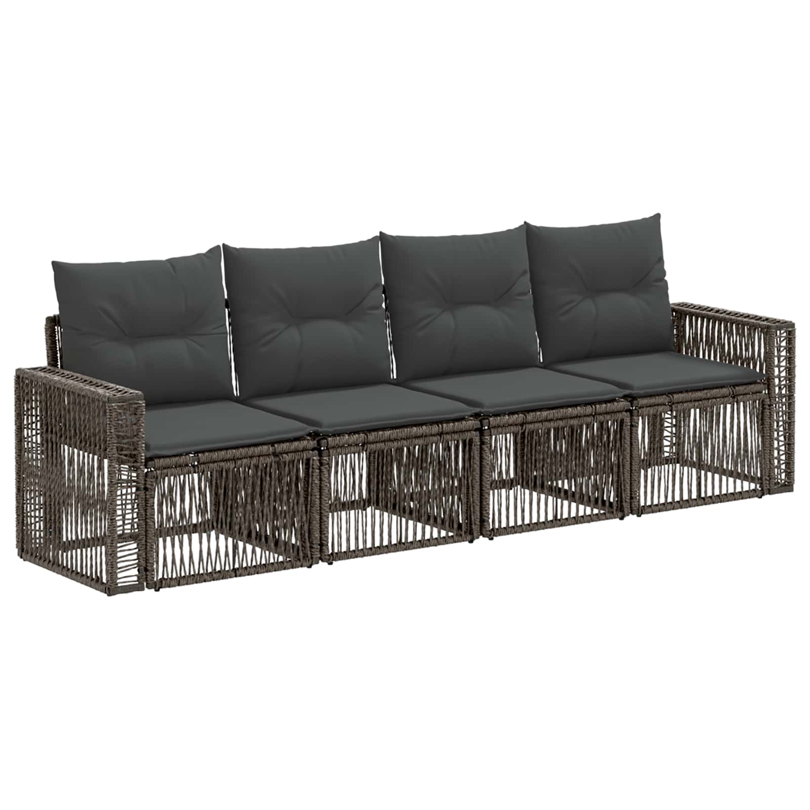 Tuinbankenset 4 pcs Grijs en Donkergrijs poly rattan
