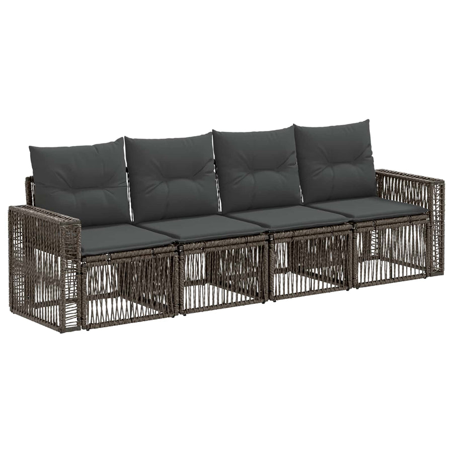 Tuinbankenset 4 pcs Grijs en Donkergrijs poly rattan