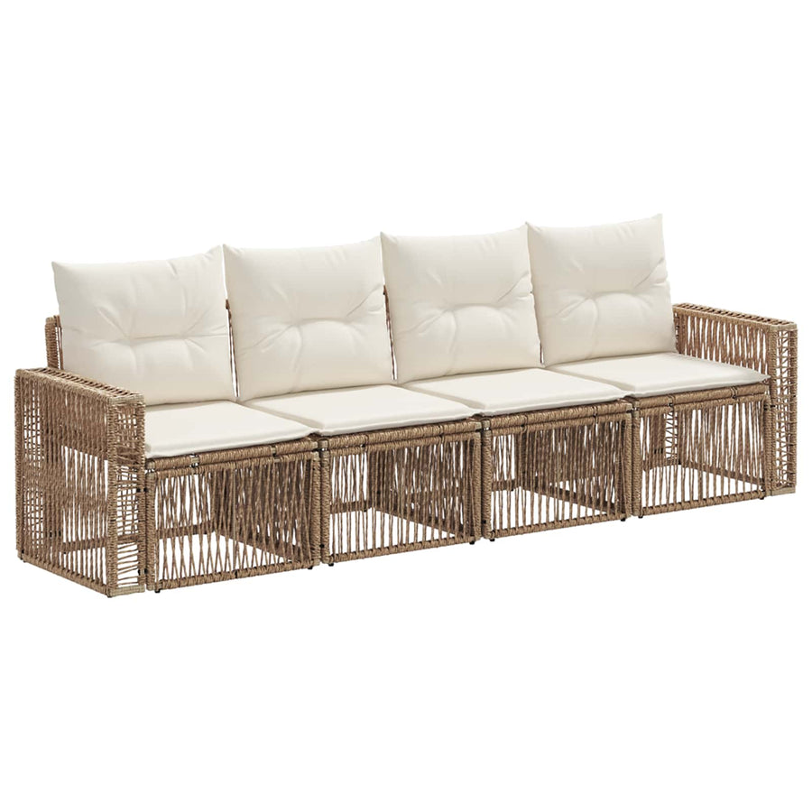 Tuinbankenset 4 pcs Beige en Crème Wit poly rattan
