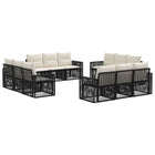 Tuinbankenset poly rattan 12-delig zwart cream wit