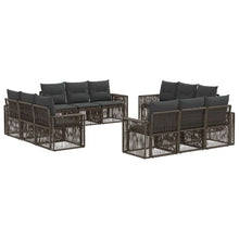 Tuinbankenset 12 pcs Grijs en Donkergrijs poly rattan
