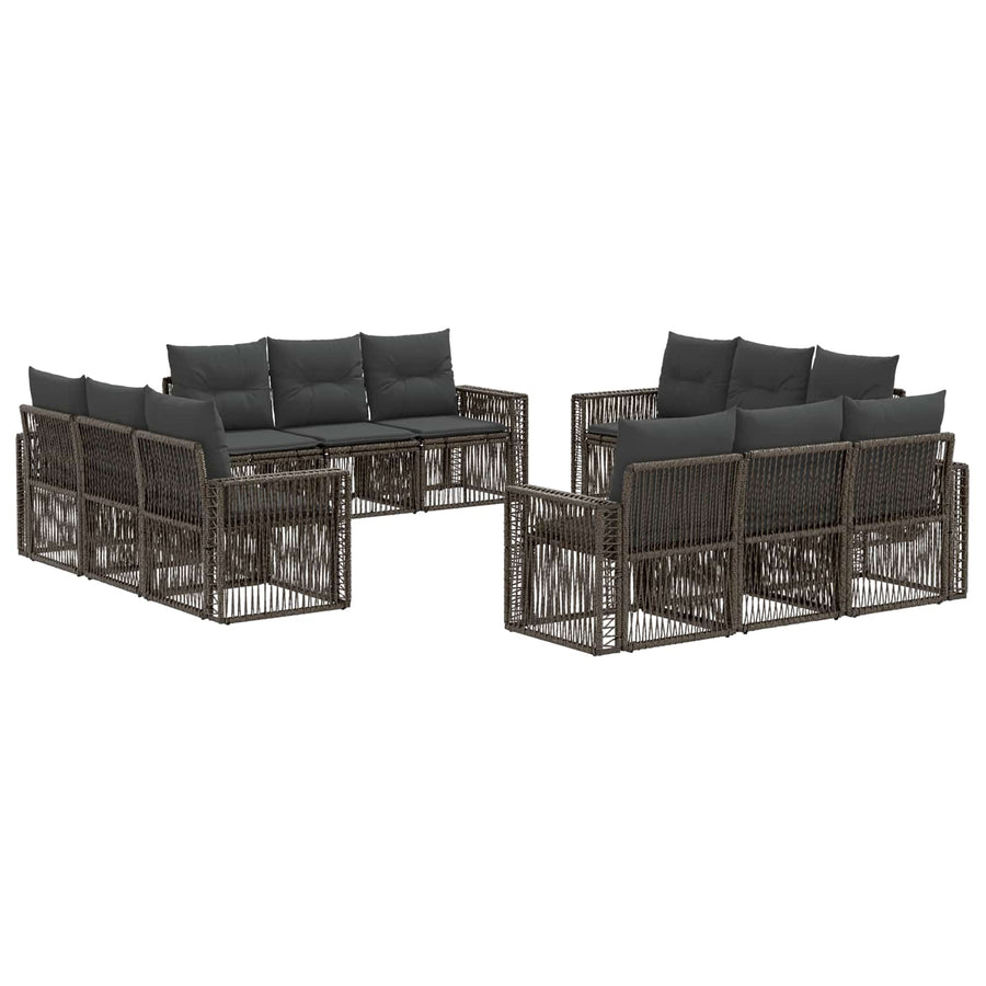 Tuinbankenset 12 pcs Grijs en Donkergrijs poly rattan