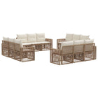Tuinbankenset poly rattan beige crème wit 12-delig