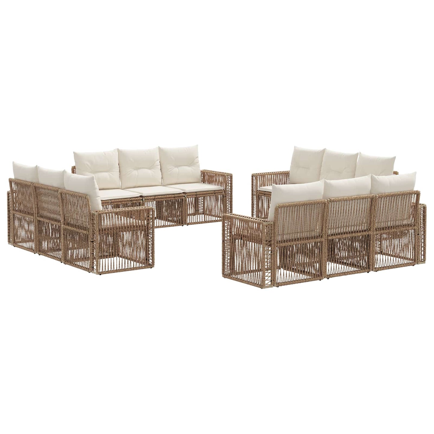 Tuinbankenset 12 pcs Beige en Crème Wit poly rattan