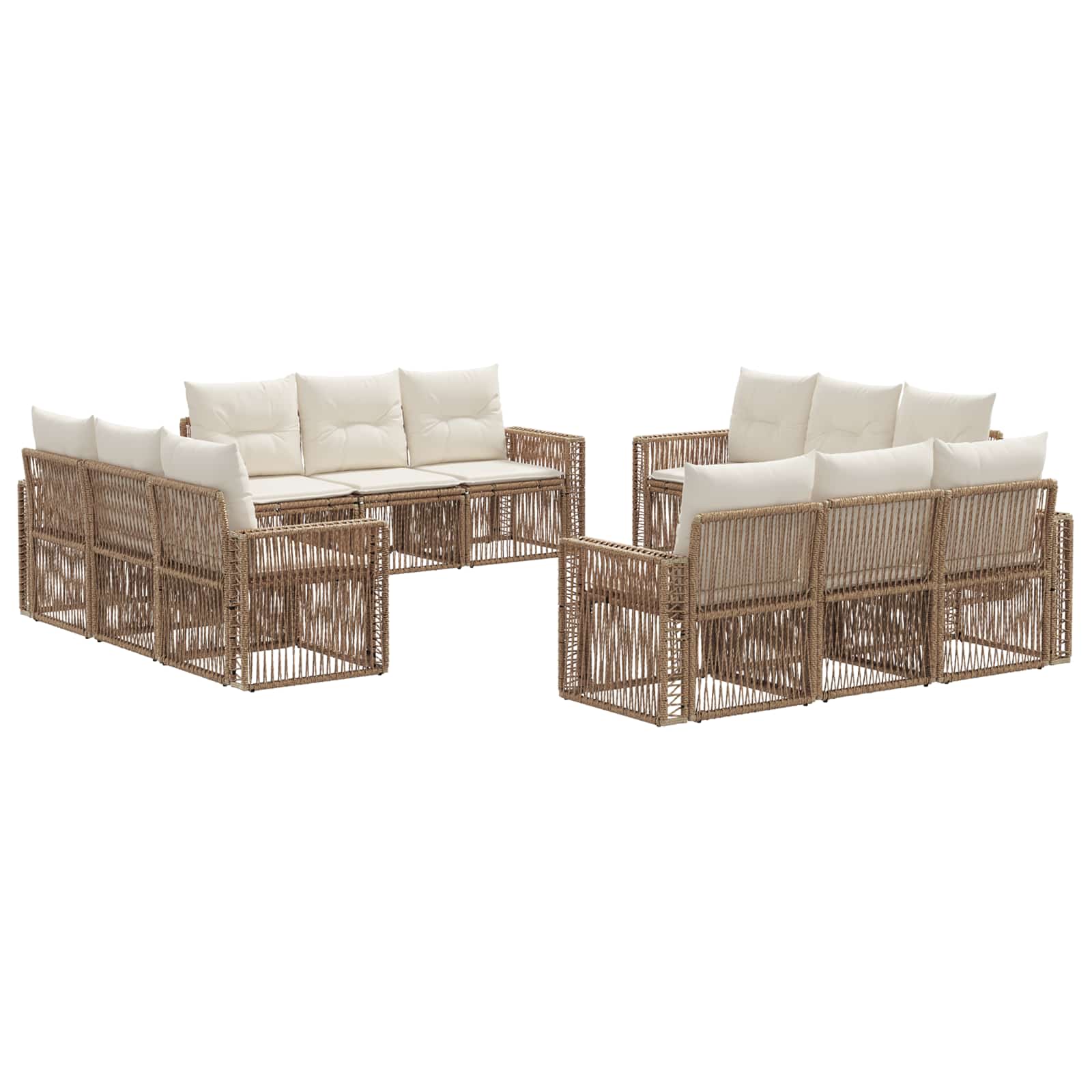 Tuinbankenset 12 pcs Beige en Crème Wit poly rattan