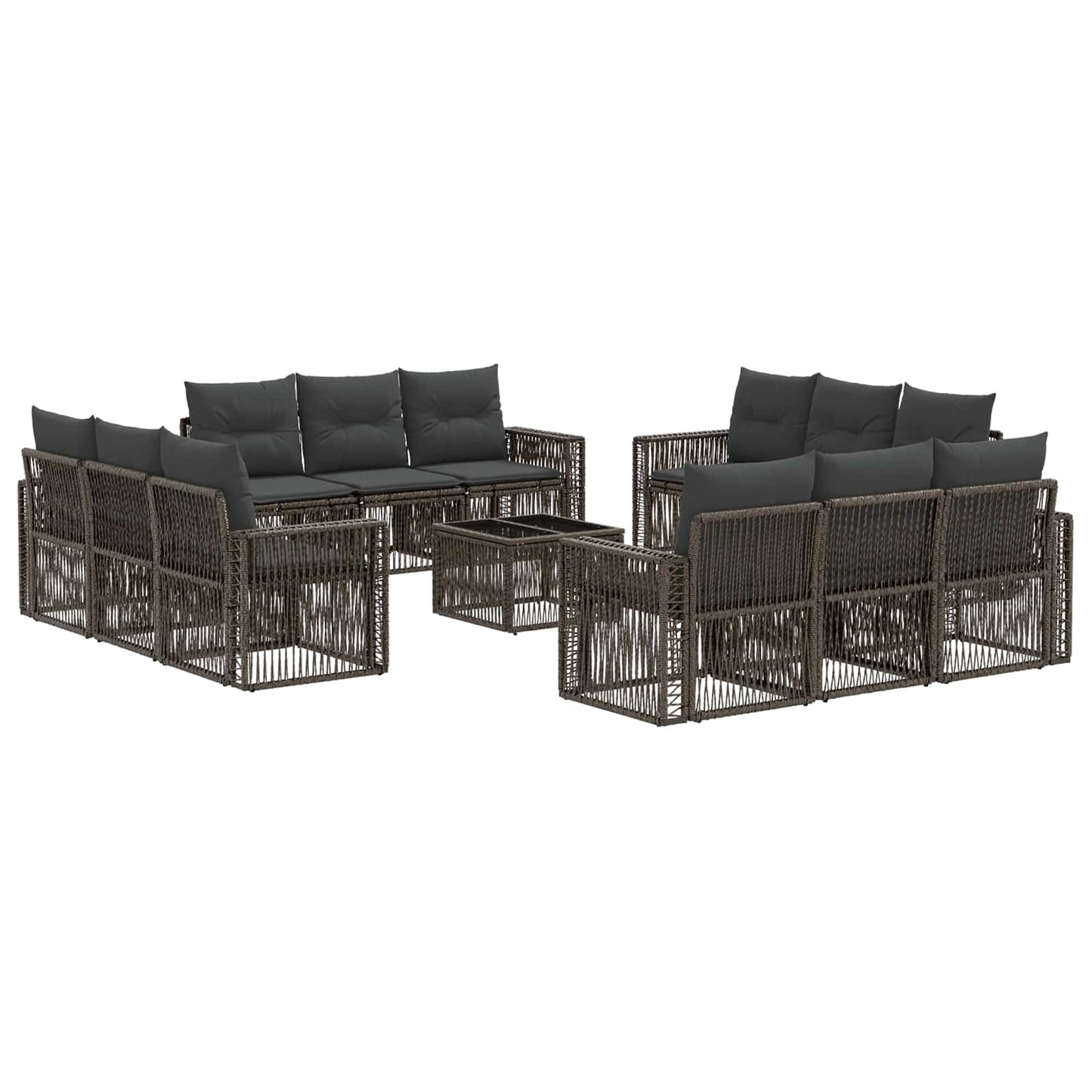 Tuinbankenset 13 pcs Grijs en Donkergrijs poly rattan