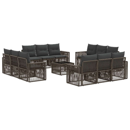 Tuinbankenset 13 pcs Grijs en Donkergrijs poly rattan