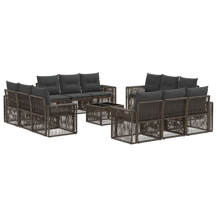 Tuinbankenset 13 pcs Grijs en Donkergrijs poly rattan
