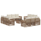 Garden bench set 13 pcs Beige and Cream White poly rattan