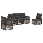 Tuinbankenset 5 personen poly rattan grijs