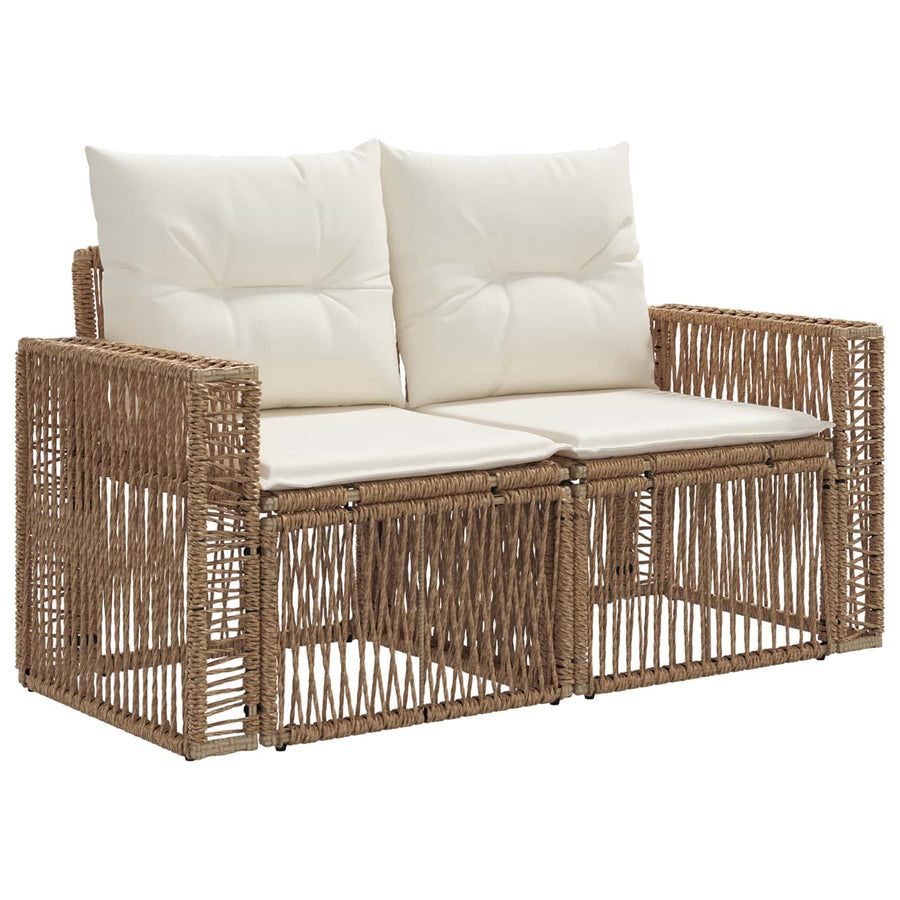 Tuinbankenset 5 pcs Beige en Crème Wit poly rattan