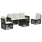 Garden Sofa Set 6 pcs Black and Cream White poly rattan