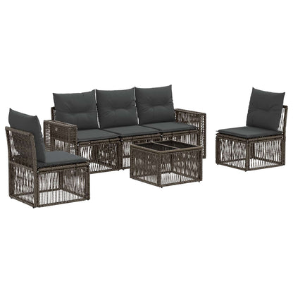 Tuinbankenset 6 pcs Grijs en Donkergrijs poly rattan