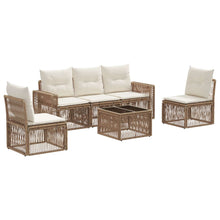 Tuinbankenset 6 pcs Beige en Crème Wit poly rattan
