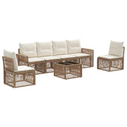 Tuinbankenset 7-delig poly rattan beige crème wit