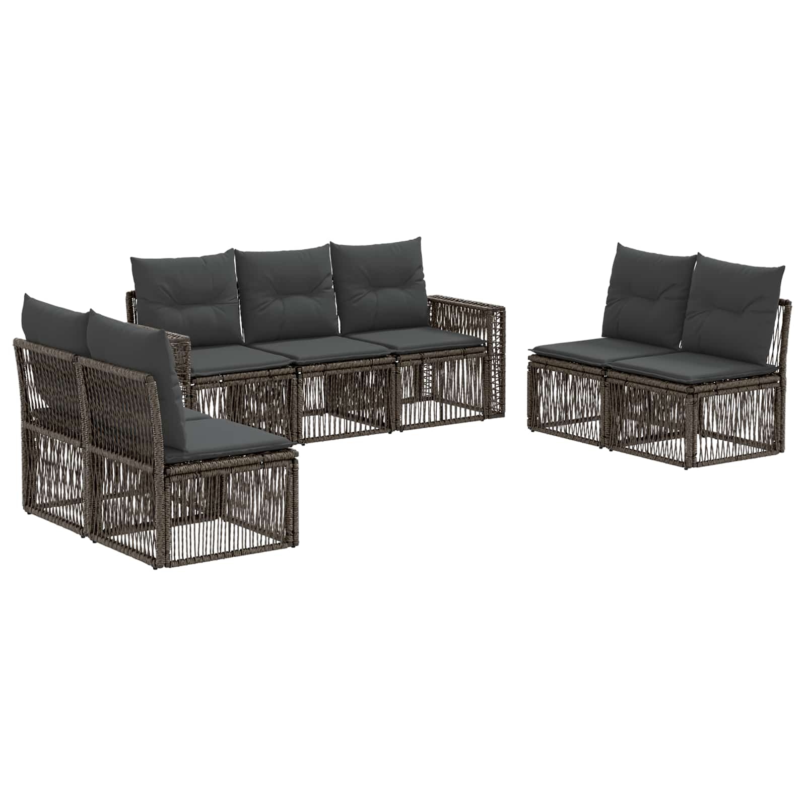 Tuinbankenset 7 pcs Grijs en Donkergrijs poly rattan