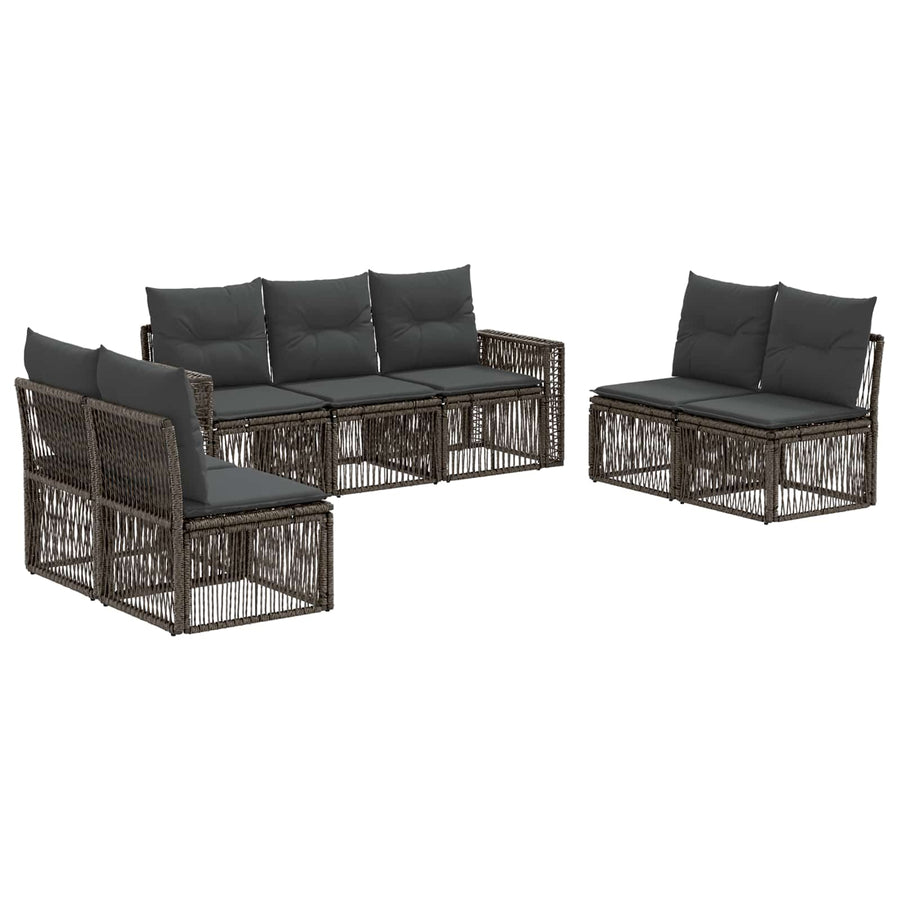 Tuinbankenset 7 pcs Grijs en Donkergrijs poly rattan
