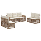 Tuinbankenset 7-persoons poly rattan beige crème