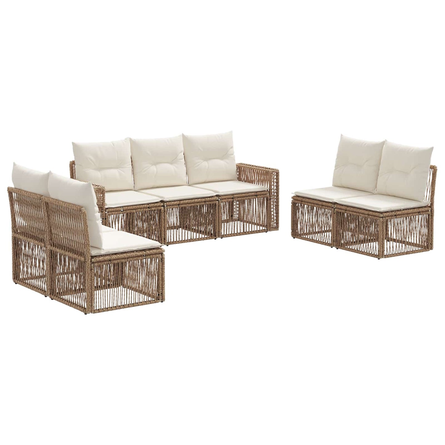 Tuinbankenset 7 pcs Beige en Crème Wit poly rattan