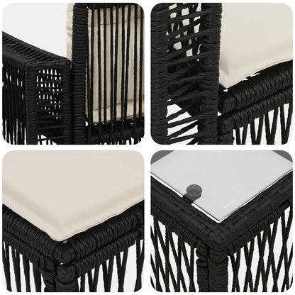 Tuinbankenset 8 pcs Zwart en Cream Wit poly rattan