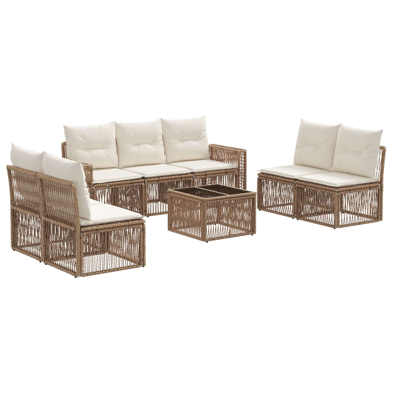 Tuinbankenset 8 pcs Beige en Crème Wit poly rattan
