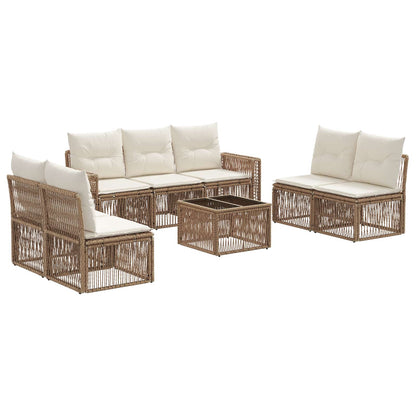 Tuinbankenset 8 pcs Beige en Crème Wit poly rattan