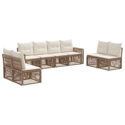 Tuinbankenset 8 pcs Beige en Crème Wit poly rattan