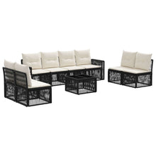 Tuinbankenset 9 pcs Zwart en Cream Wit poly rattan