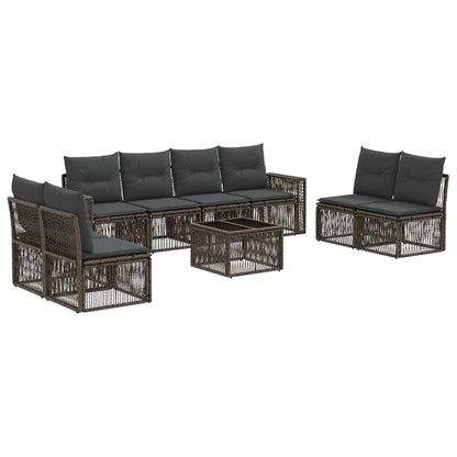 Tuinbankenset 9 pcs Grijs en Donkergrijs poly rattan