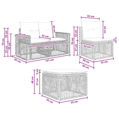 Tuinbankenset 4 pcs Beige en Crème Wit poly rattan