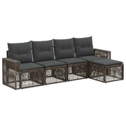 Tuinbankenset poly rattan grijs 5-delig