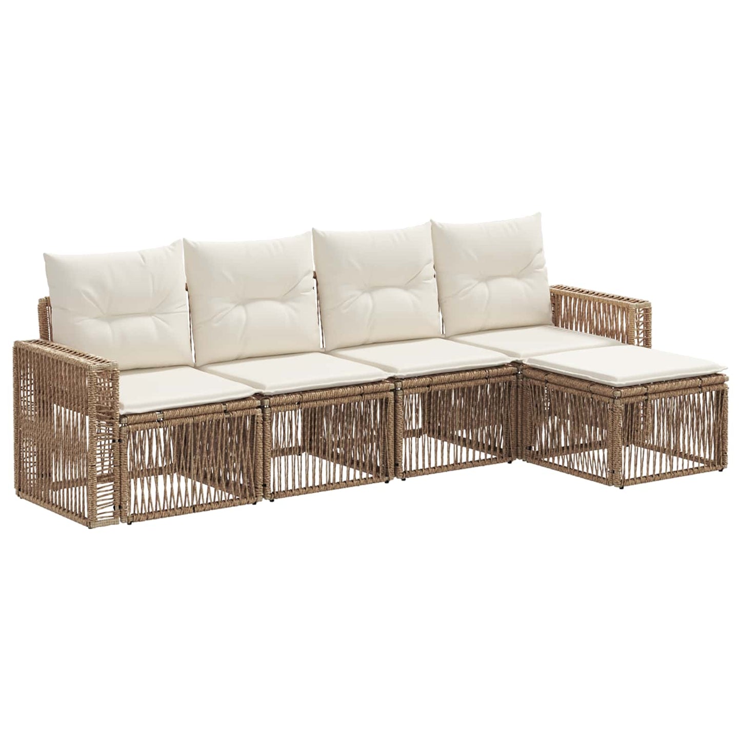 Tuinbankenset 5 pcs Beige en Crème Wit poly rattan