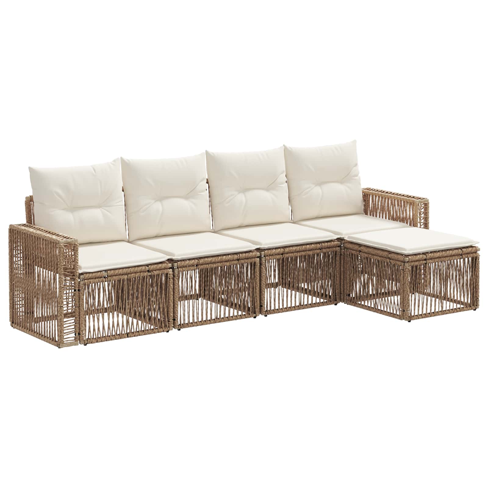 Tuinbankenset 5 pcs Beige en Crème Wit poly rattan