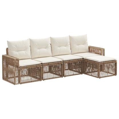 Tuinbankenset 5 pcs Beige en Crème Wit poly rattan