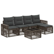 Tuinbankenset poly rattan grijs donkergrijs 6-delig