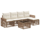 Tuinbankenset poly rattan beige crème wit 5 persoons