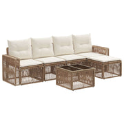 Tuinbankenset poly rattan beige crème wit 5 persoons