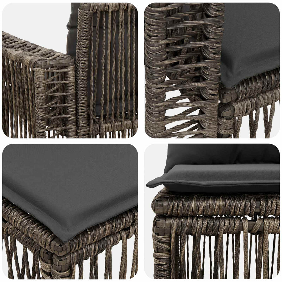 Tuinbankenset 4 pcs Grijs en Donkergrijs poly rattan