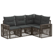 Tuinbankenset poly rattan 4-delig grijs