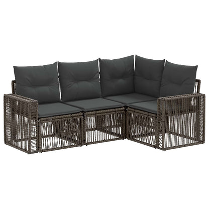 Tuinbankenset 4 pcs Grijs en Donkergrijs poly rattan