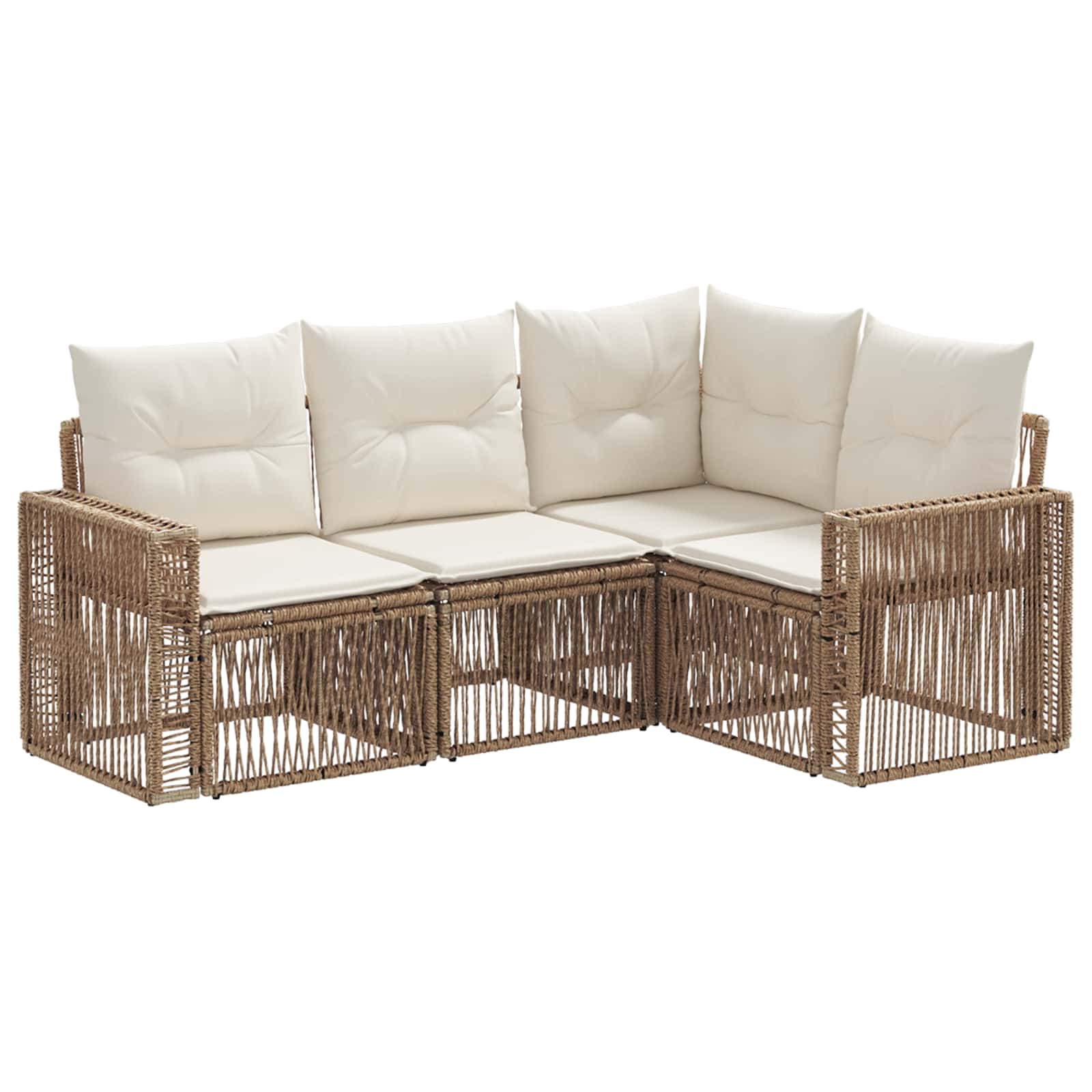 Tuinbankenset 4 pcs Beige en Crème Wit poly rattan