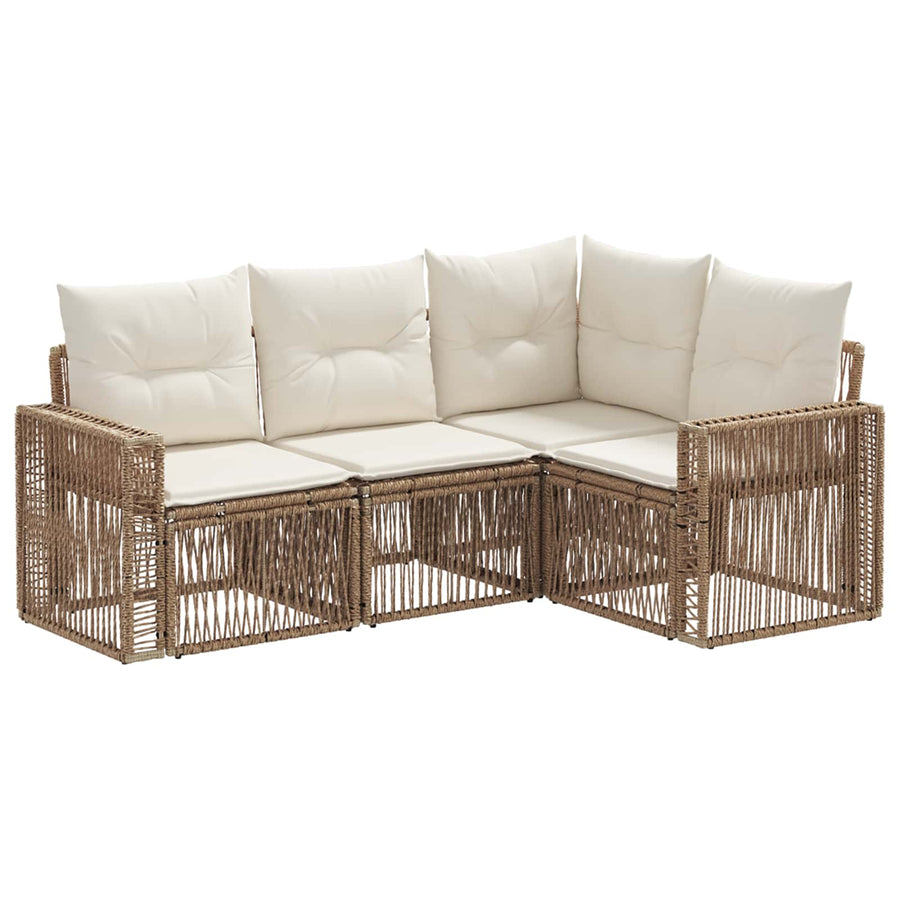 Tuinbankenset 4 pcs Beige en Crème Wit poly rattan